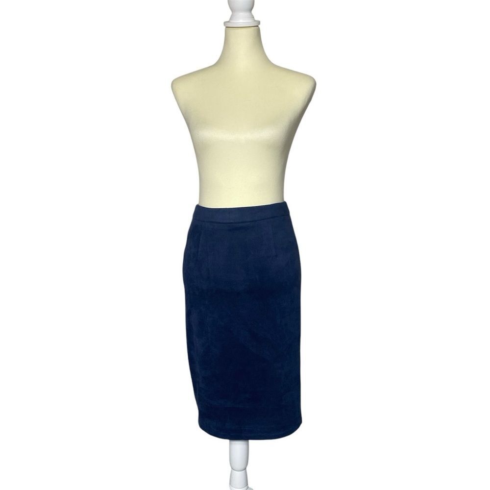 Lulu's Superpower Suede Pencil Skirt in Dark Navy